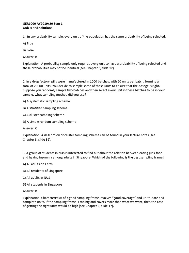 Quiz 4 and Solutions | PDF