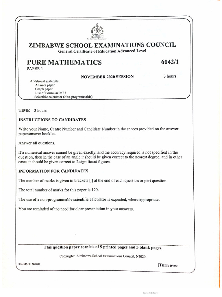 N2020 P1 A Level | PDF