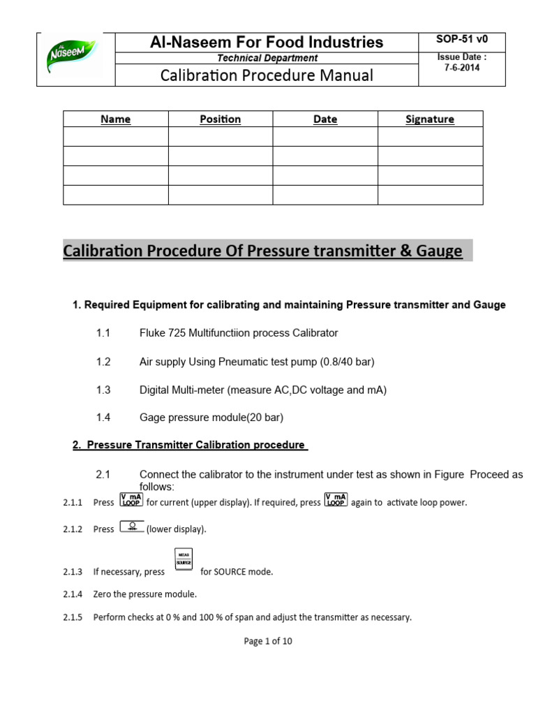 SOP51 v0 Calibration Procedure Manual PDF Calibration Thermocouple