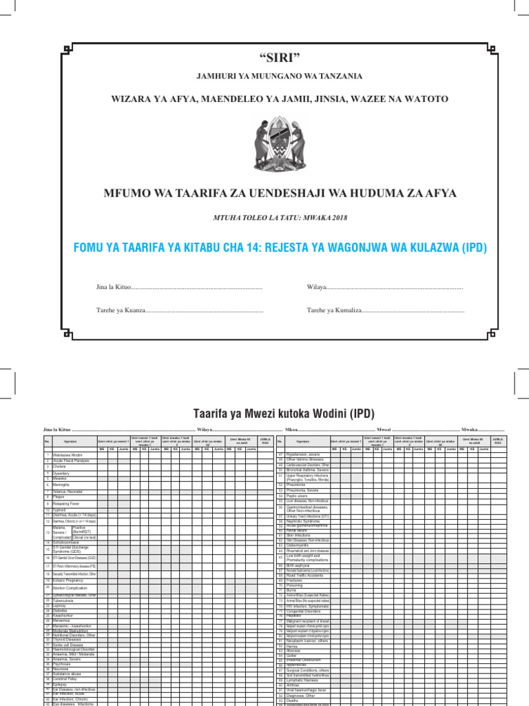 Ripoti ya Wagonjwa Wodini 2018 | PDF | Sexually Transmitted Infection ...