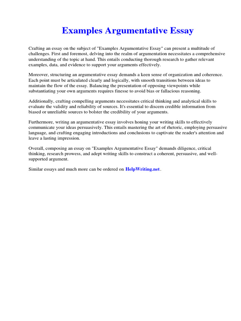 Examples Argumentative Essay | PDF | Essays | Argument