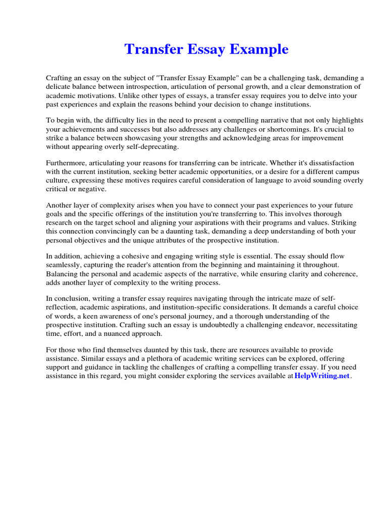 Why Transfer Essay Usc