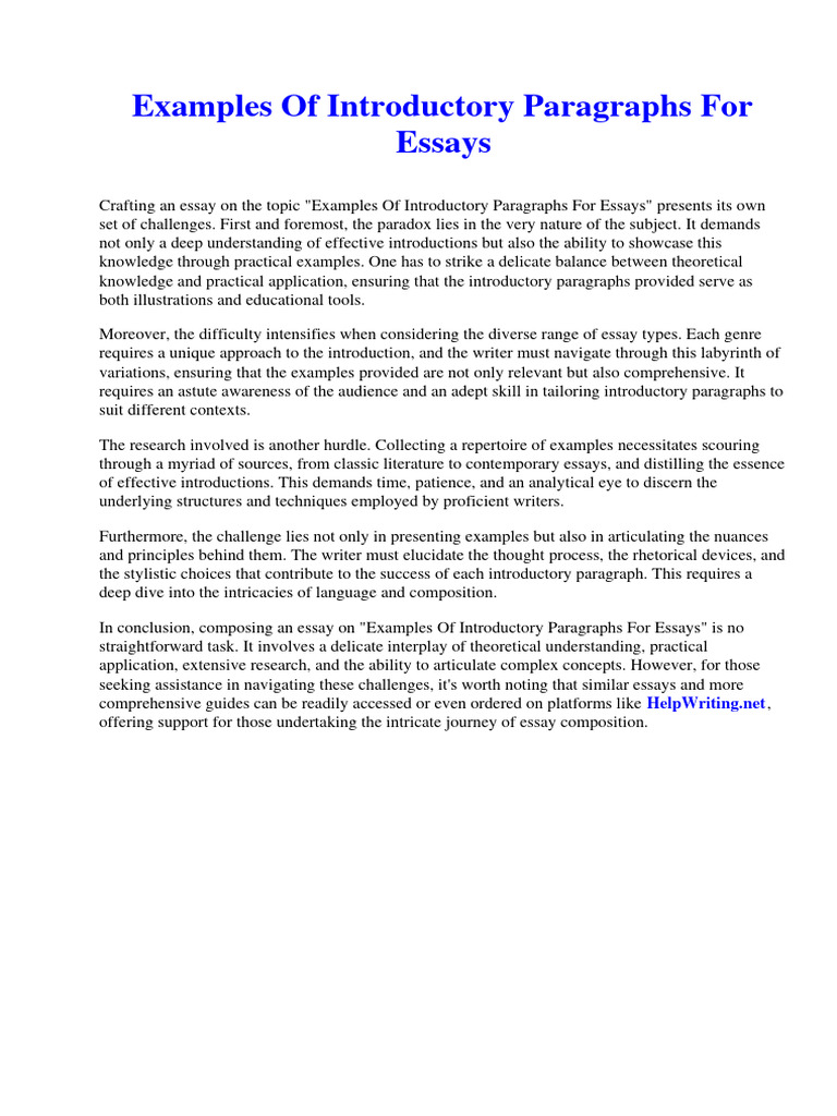 Examples of Introductory Paragraphs For Essays | PDF | Apple Inc. | I Pod