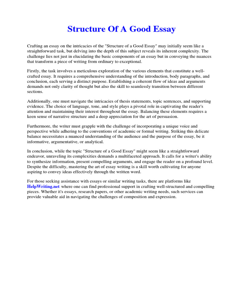 Structure Of A Good Essay Pdf Essays Hair Loss