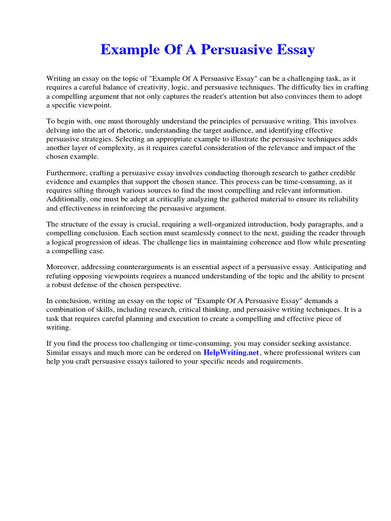 Example of A Persuasive Essay | PDF | Essays | Central Intelligence Agency