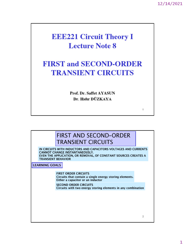 First and Second-Order Transient Circuits | PDF | Electrical Network ...
