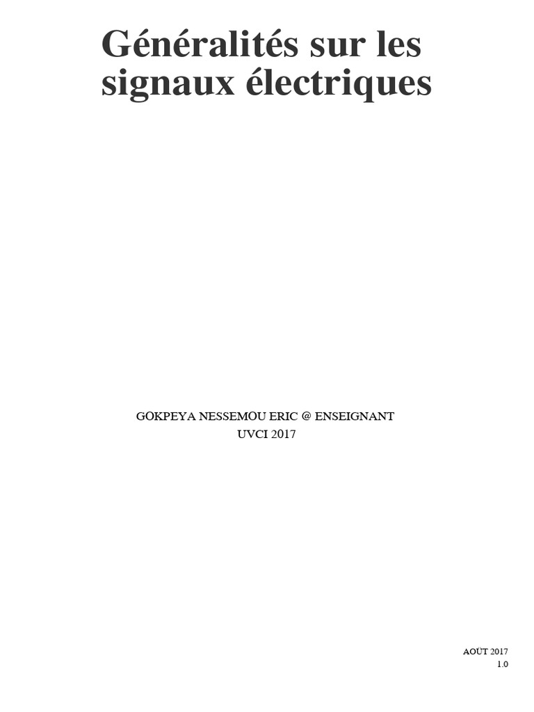 Introduction aux signaux électriques | PDF | Courant électrique ...