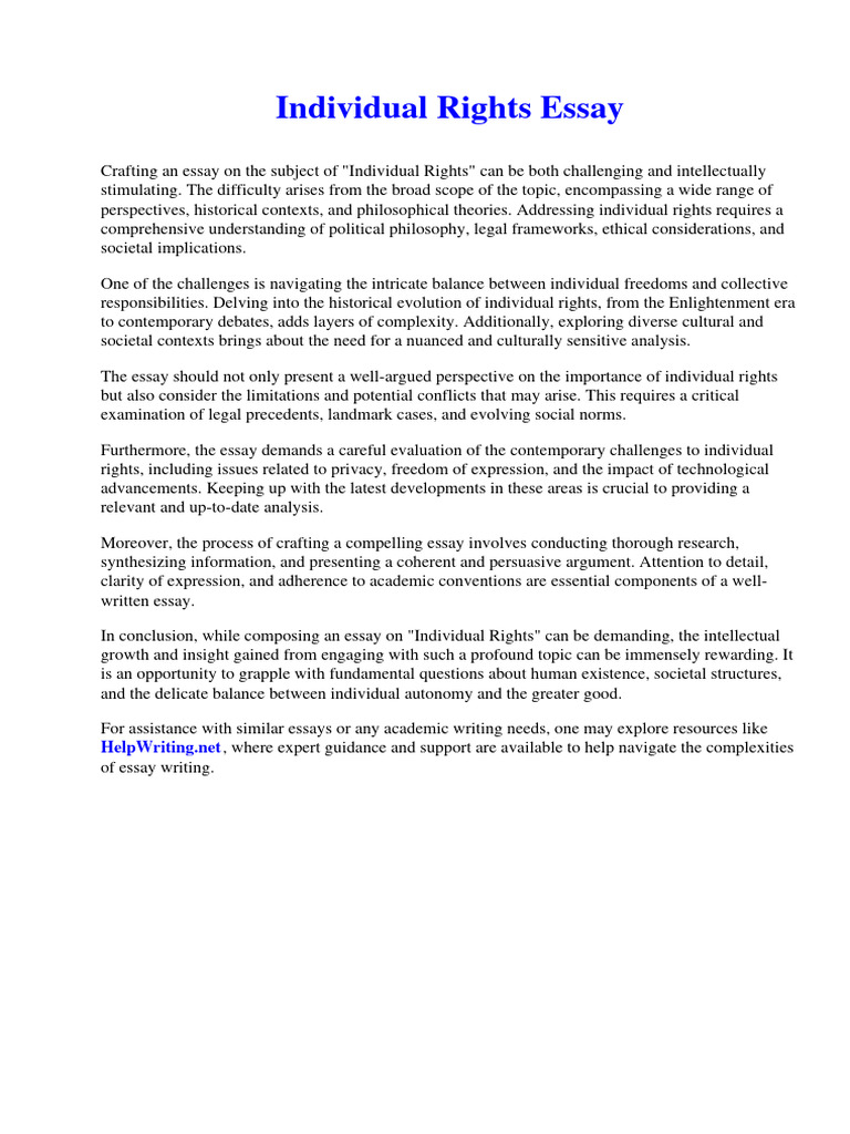 Writing Essays on Individual Rights | PDF | Private Equity | Essays