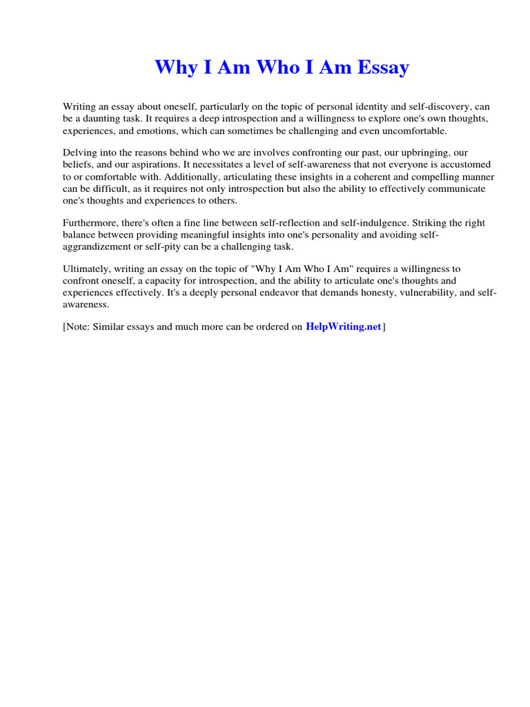 Why I Am Who I Am Essay | PDF | Harley Davidson