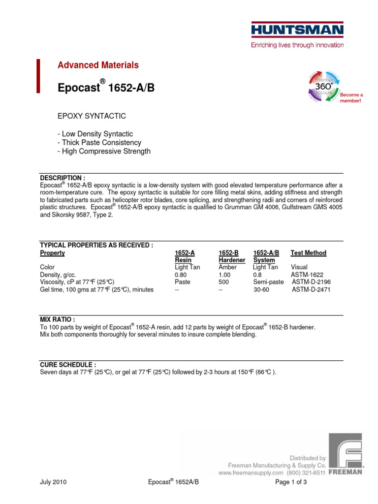 Epocast 1652-A/B: Advanced Materials | PDF | Epoxy | Materials