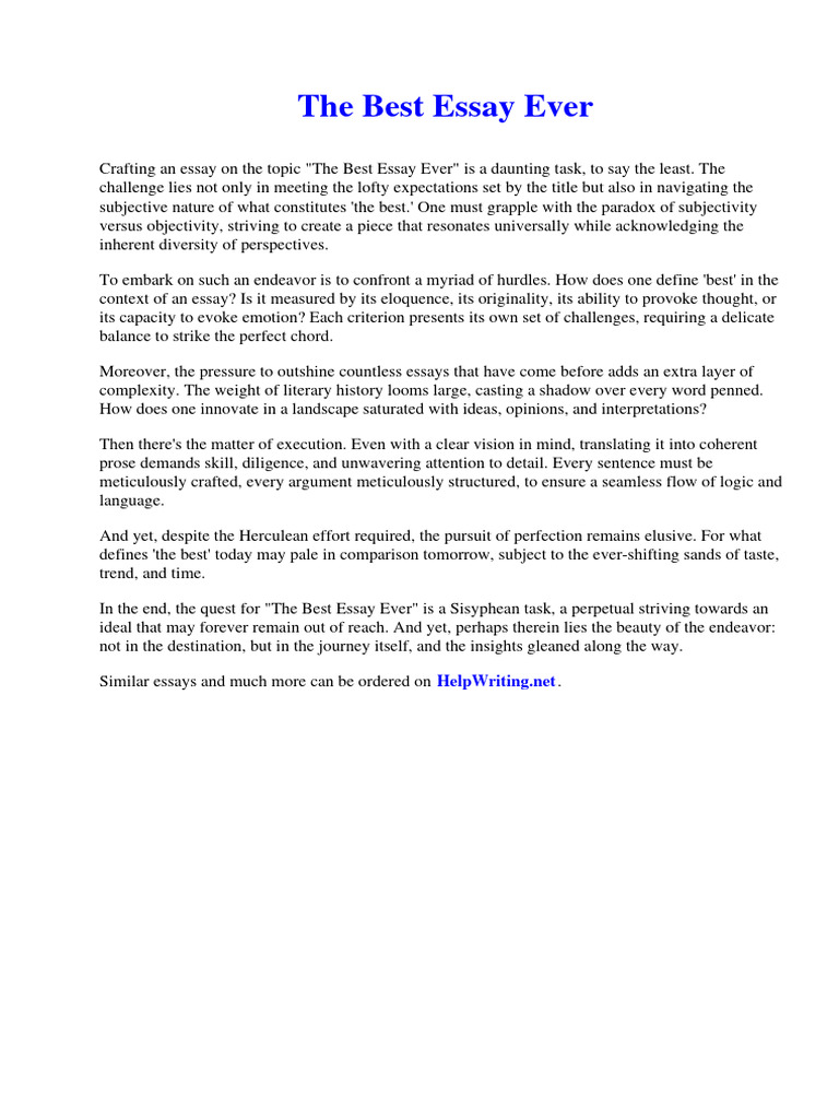 The Quest for the Best Essay Ever | PDF | Jamestown, Virginia