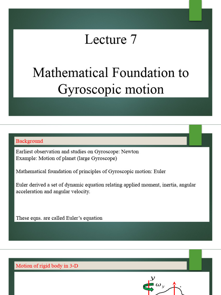 Gyroscopic Motion: Mathematical Foundations | PDF | Rotation Around A ...