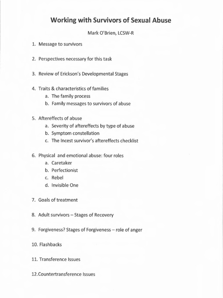 Working With Survivors of Abuse Handouts | PDF | Forgiveness ...