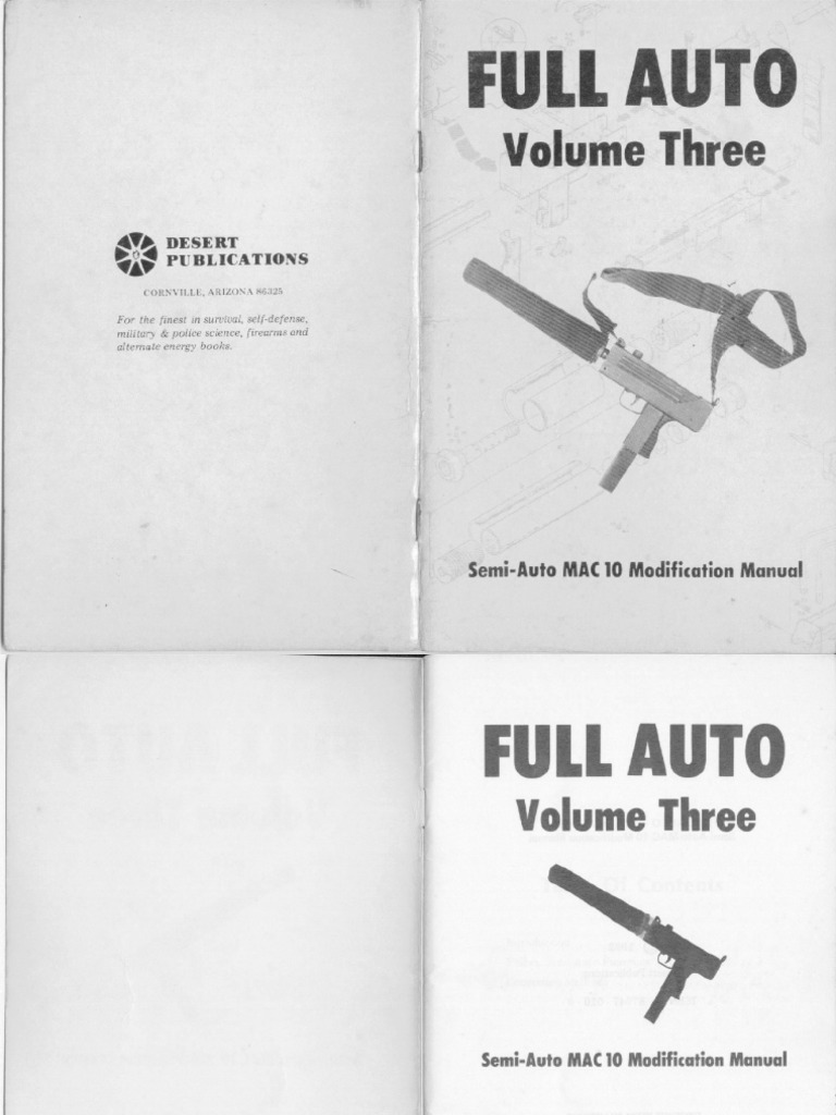 Full Auto Volume Three Semi Auto Mac 10 SMG Modification Manual PDF