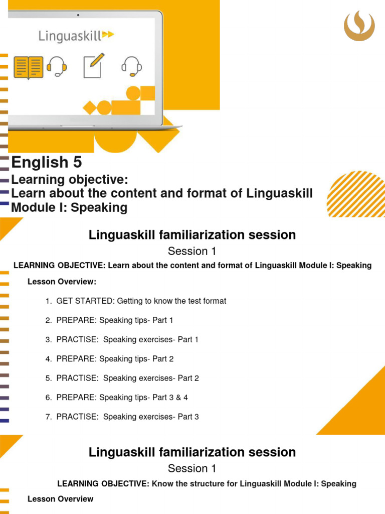 Linguaskill Module I: Speaking Guide | PDF | Question
