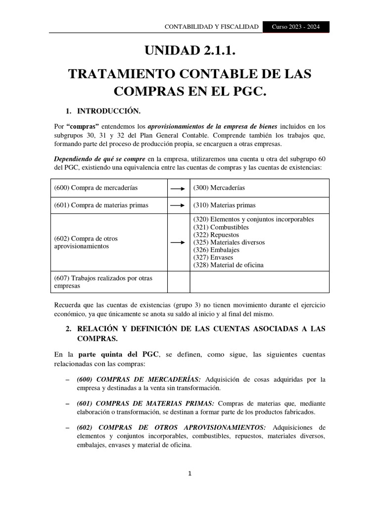 Compras y Aprovisionamientos en PGC | PDF | Factura | Contabilidad