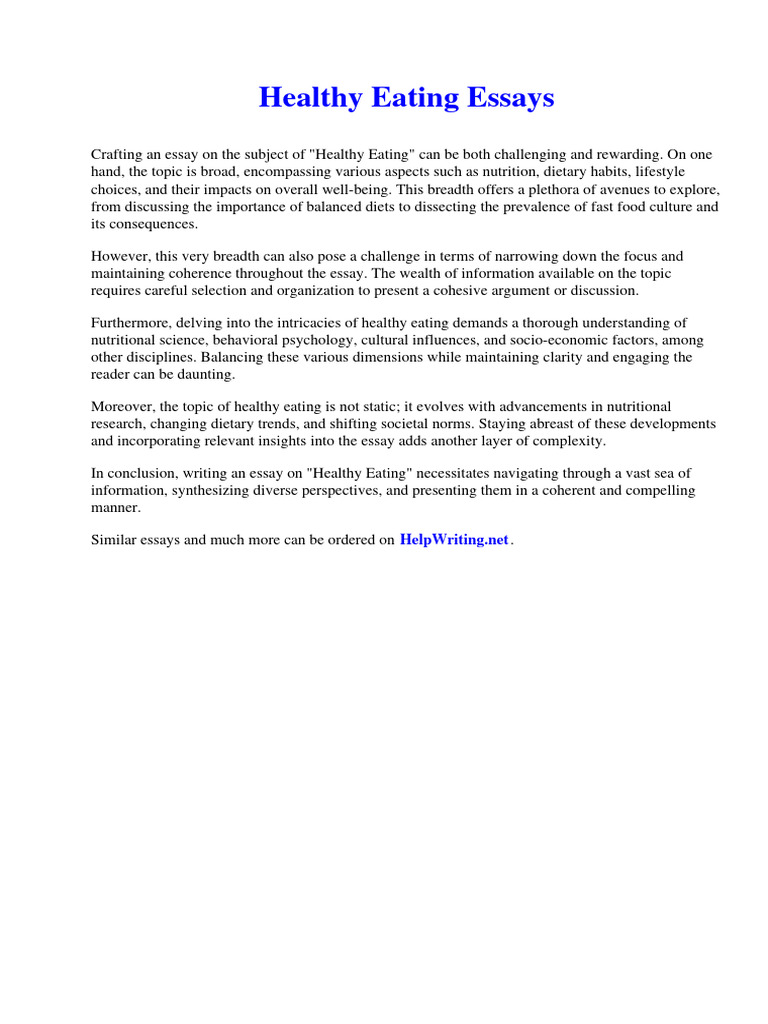 Healthy Eating Essays Download Free PDF Combined Sewer Attachment