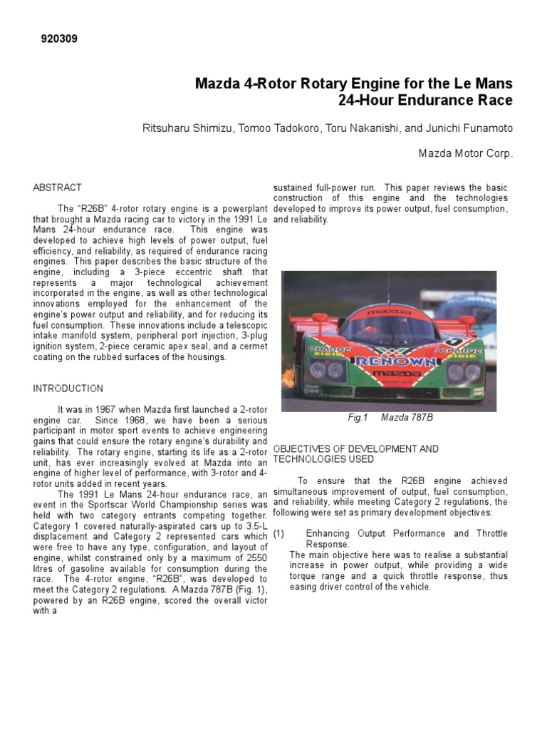 R26B: Mazda's 4-Rotor Le Mans Engine | PDF | Throttle | Fuel Injection