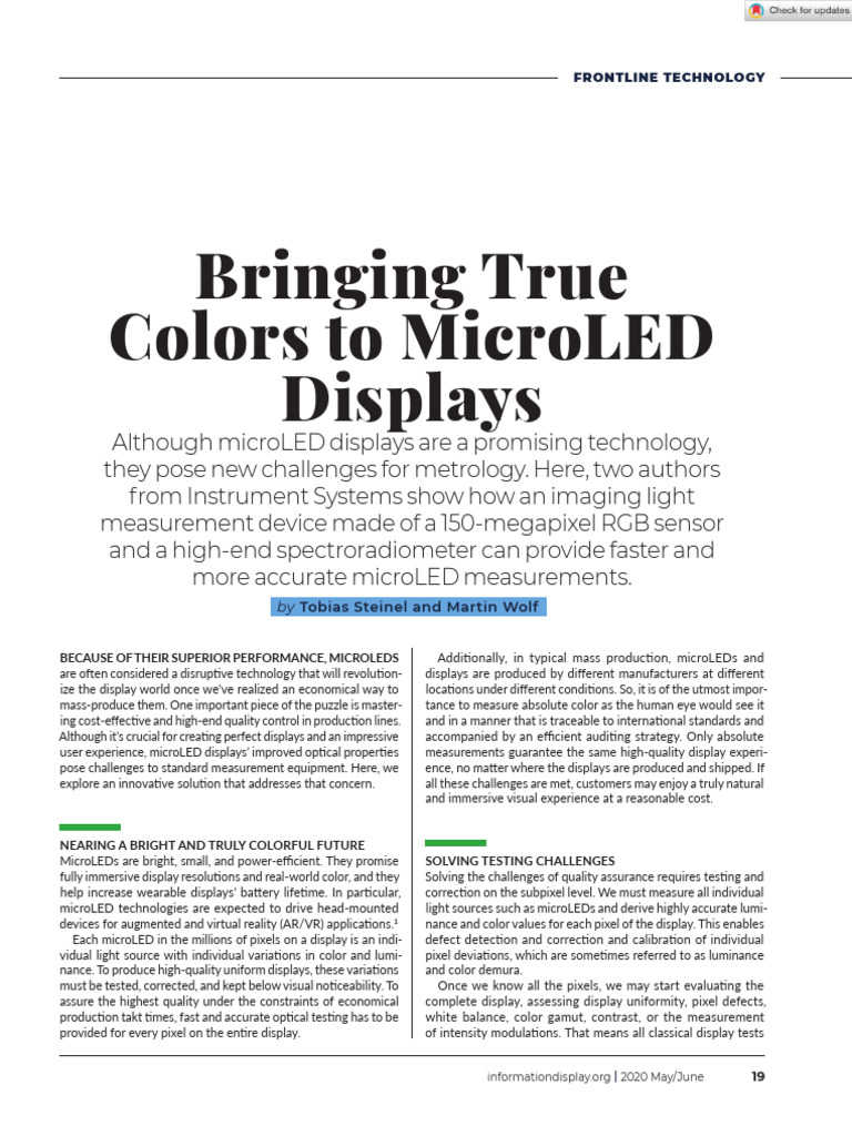 MicroLED Display Measurement Solutions | PDF | Pixel | Image Resolution