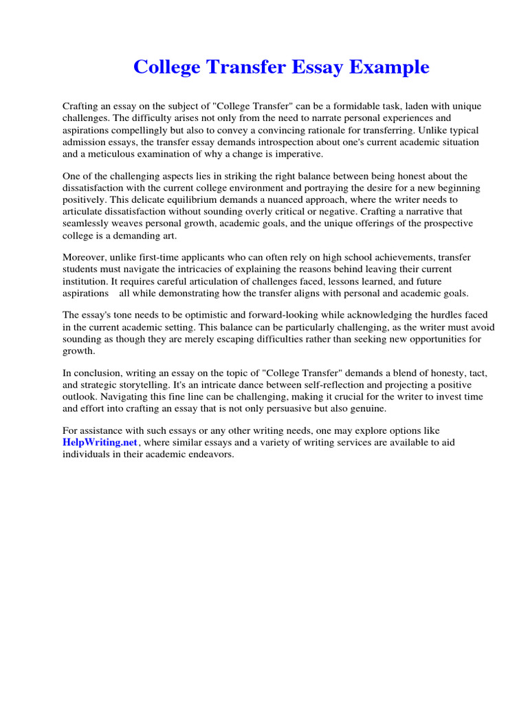 Rutgers Transfer Essay Example
