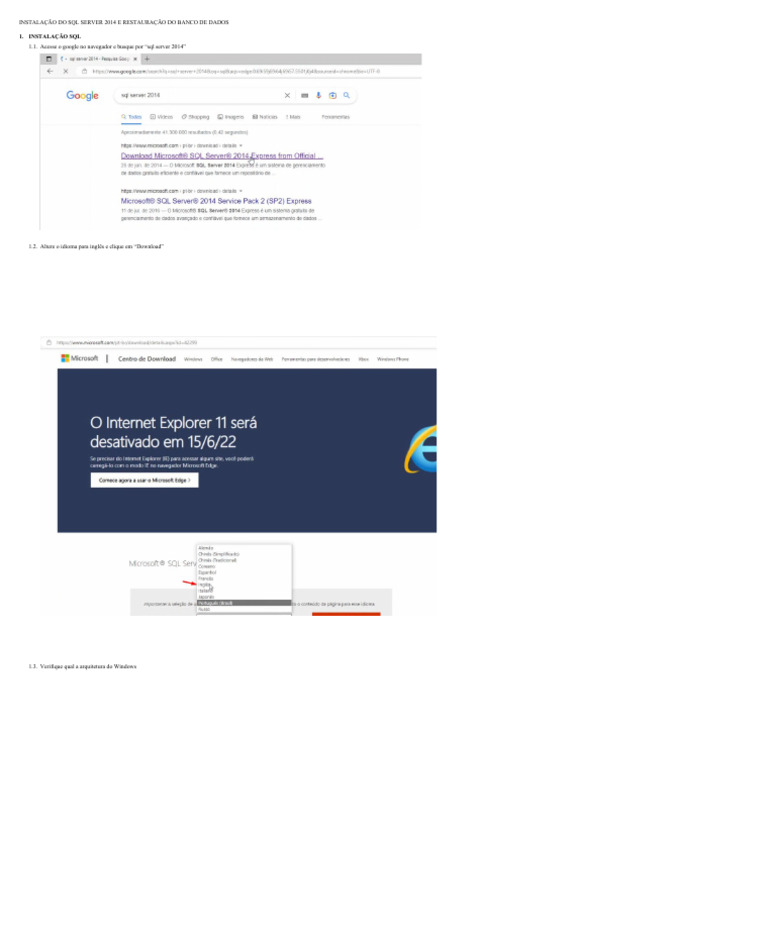 Instalação e Restauração SQL Server 2014 | PDF | Microsoft SQL Server | SQL