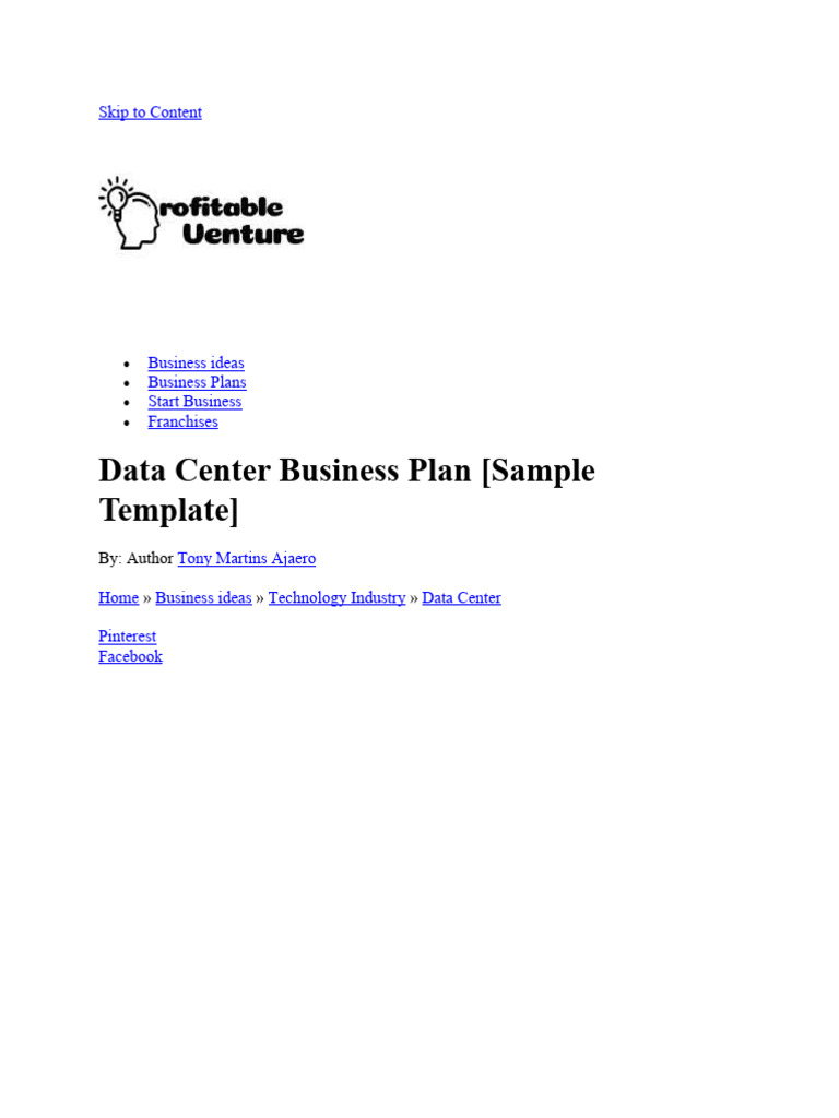 Data Center Business Plan PDF Data Center Databases