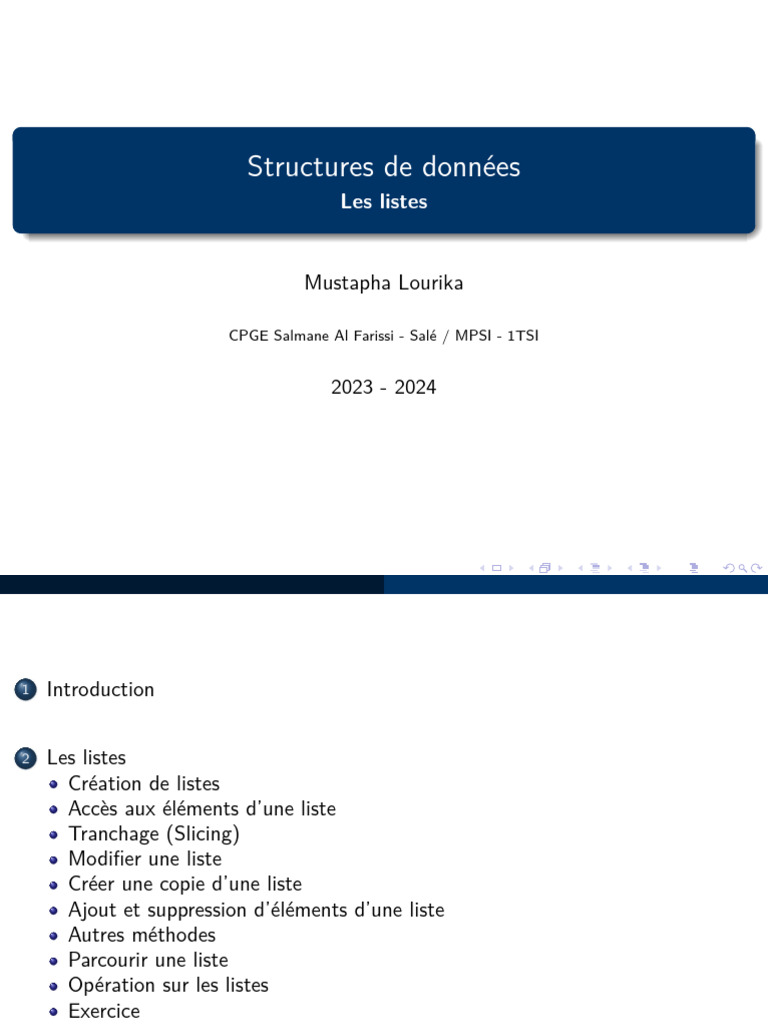 Introduction aux Listes en Python | PDF | Type de données | Entier naturel