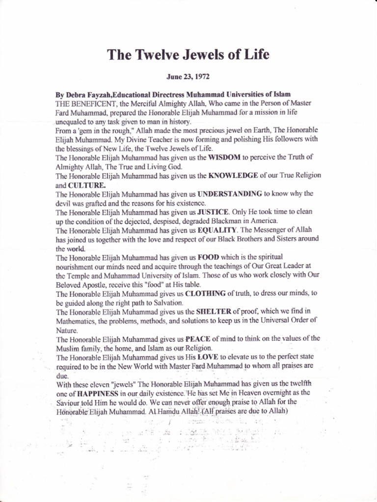 12 Jewels of Islam 1972 PDF Monotheism Theology