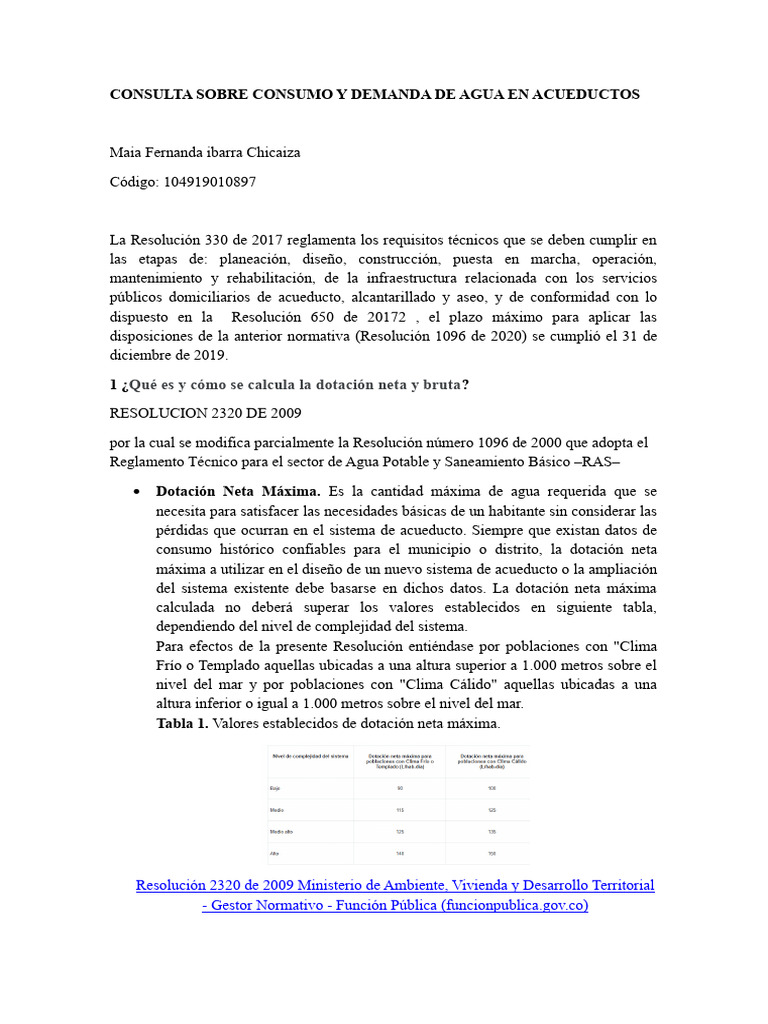 Consumo y Demanda de Agua en Acueductos | PDF | Descarga (hidrología ...