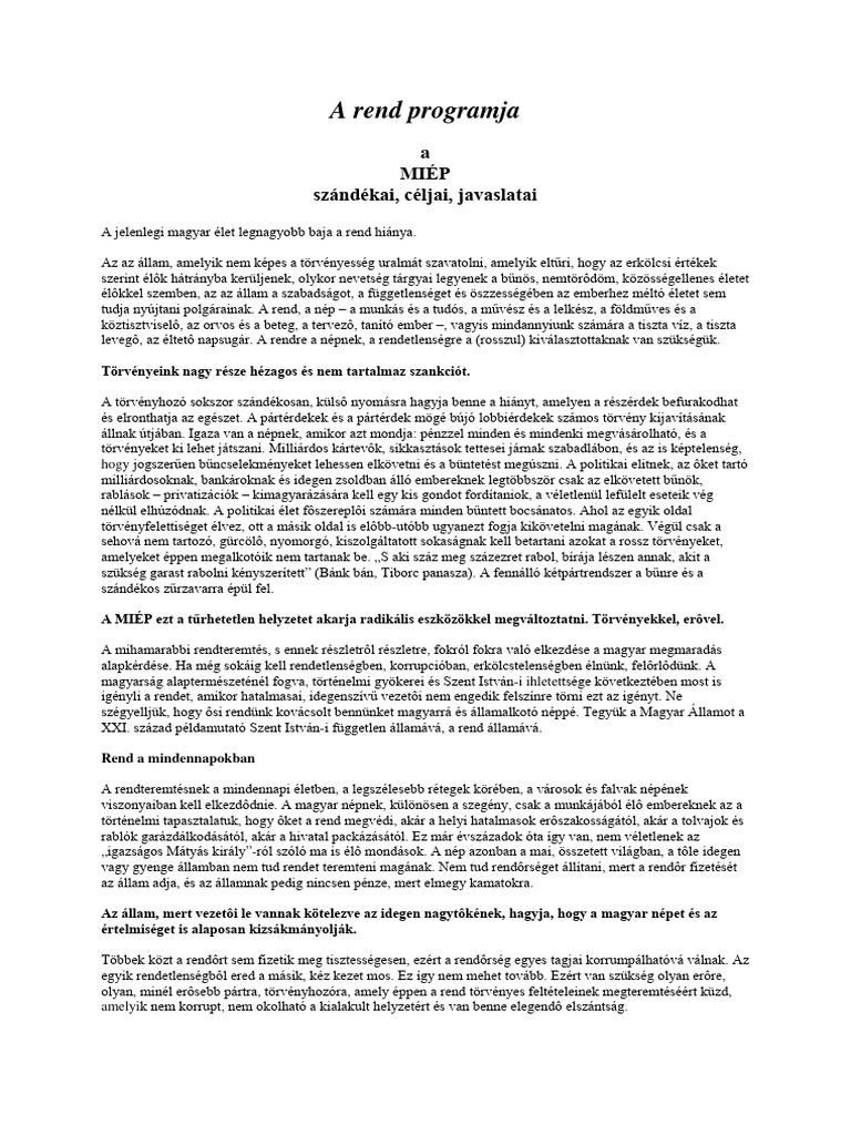 A Rend Programja | PDF