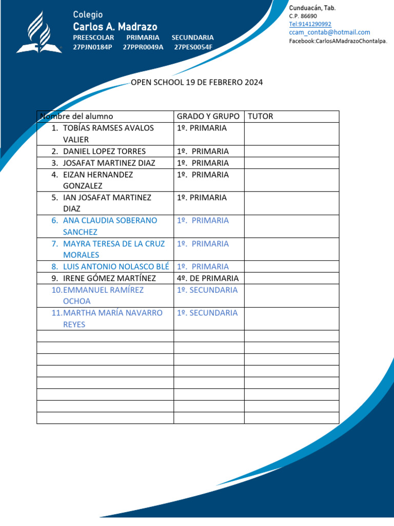 Programa Open School 2024 Colegio Madrazo | PDF