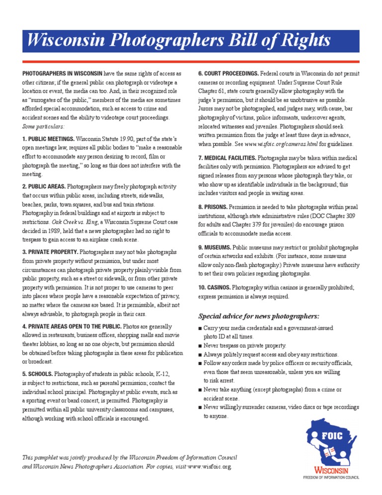 Wisconsin Photographers' Rights Guide | PDF | Photograph | Museum