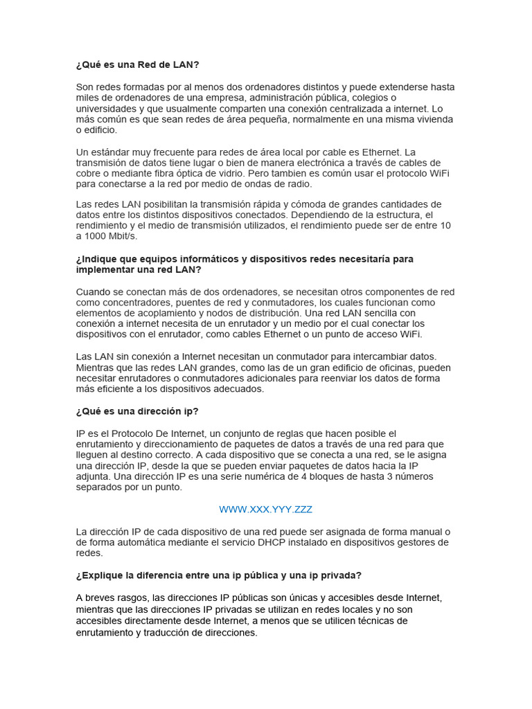 Guía Completa sobre Redes LAN y IP | PDF | Protocolos de internet | Red ...