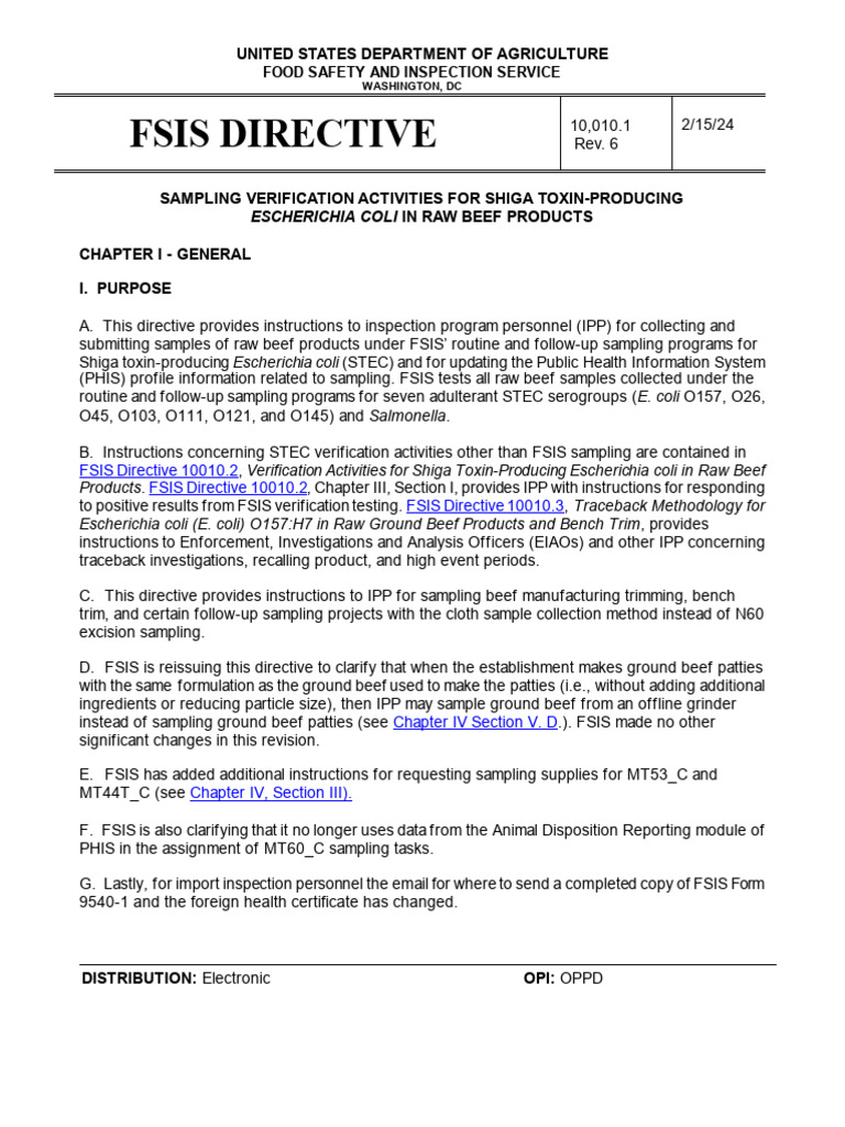 FSIS Directive on Raw Beef Sampling | PDF | Beef | Ground Beef