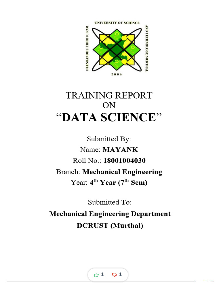 Data Science Report - Compress | PDF | Data Analysis | Dependent And ...