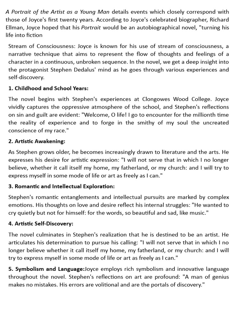 Stream of Consciousness in Joyce | PDF | A Portrait Of The Artist As A ...