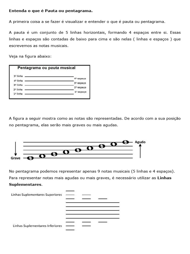 Entenda o Que É Pauta Ou Pentagrama | PDF | Clave | Artes Cênicas