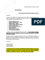 Minuta Memorial, Carta U Oficio Nacionalidad Colombiana Por Adopción