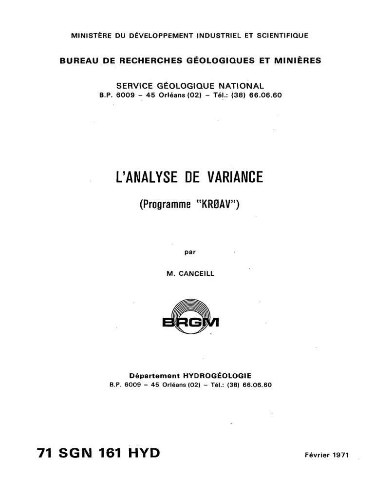 Analyse de Variance et Programme KR0AV | PDF | Variance (mathématiques ...