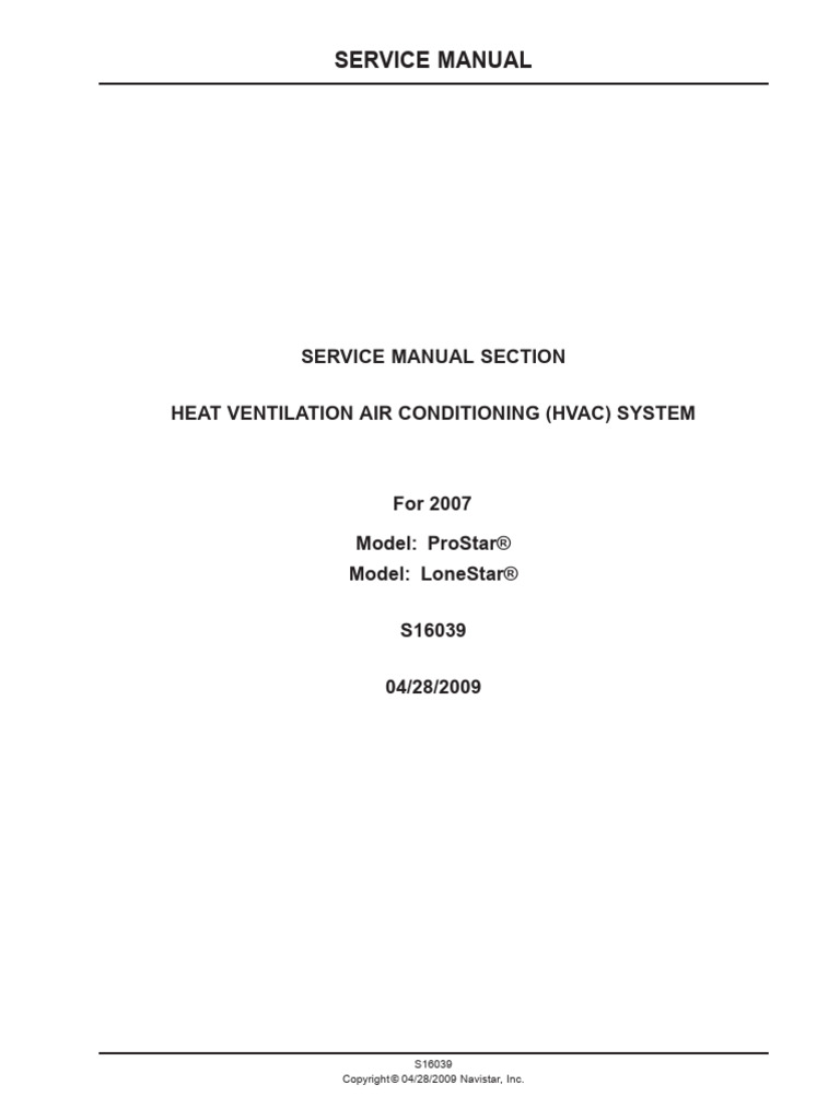 Service Manual: Service Manual Section Heat Ventilation Air ...