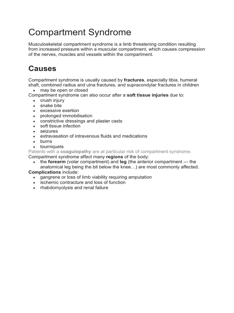 Compartment Syndrome | PDF | Clinical Medicine | Medical Specialties