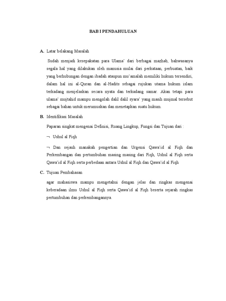 Makalah Tarikh Tasri Tentang Keberadaan Ushul Fiqh Dan Qawaid Fiqh