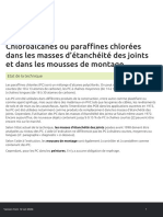 Chloroalcanes Ou Paraffines Chlores Dans Les Masses Dtanchit Des Joints Et Dans Les Mousses de Montage