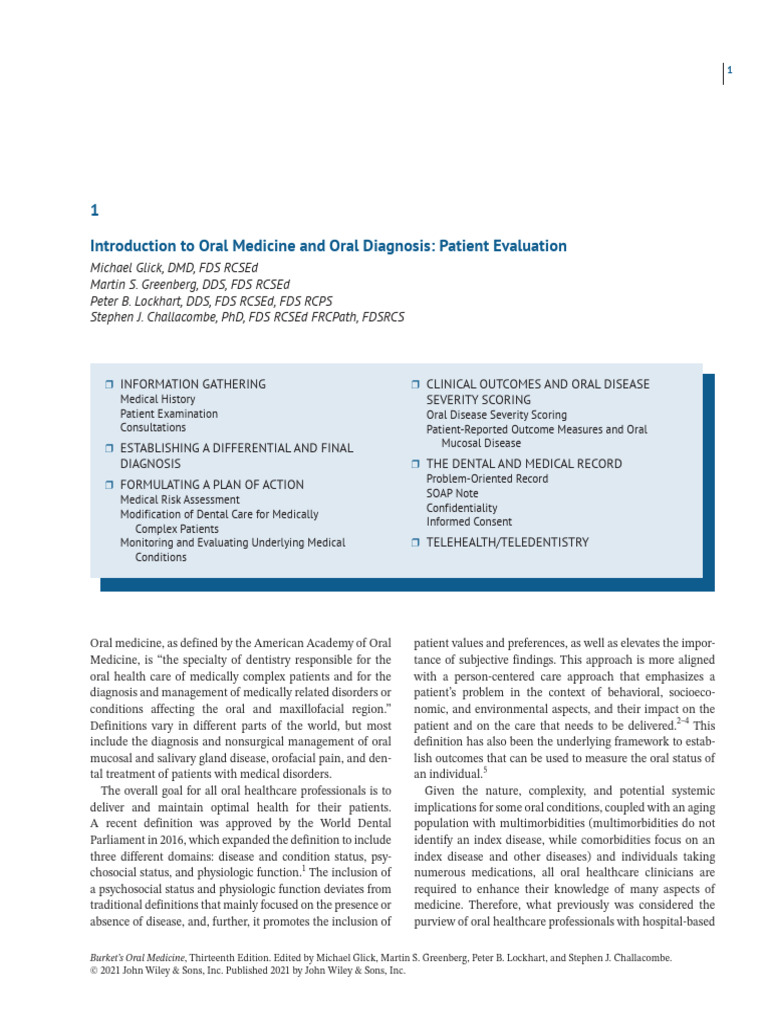 Introduction to Oral Medicine | PDF | Medical Diagnosis | Physical ...