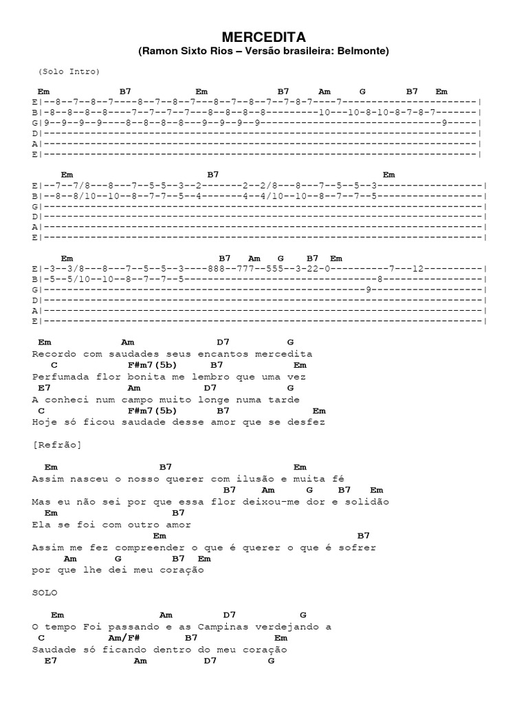 Letra e Cifras da Música Mercedita | PDF | Música gravada