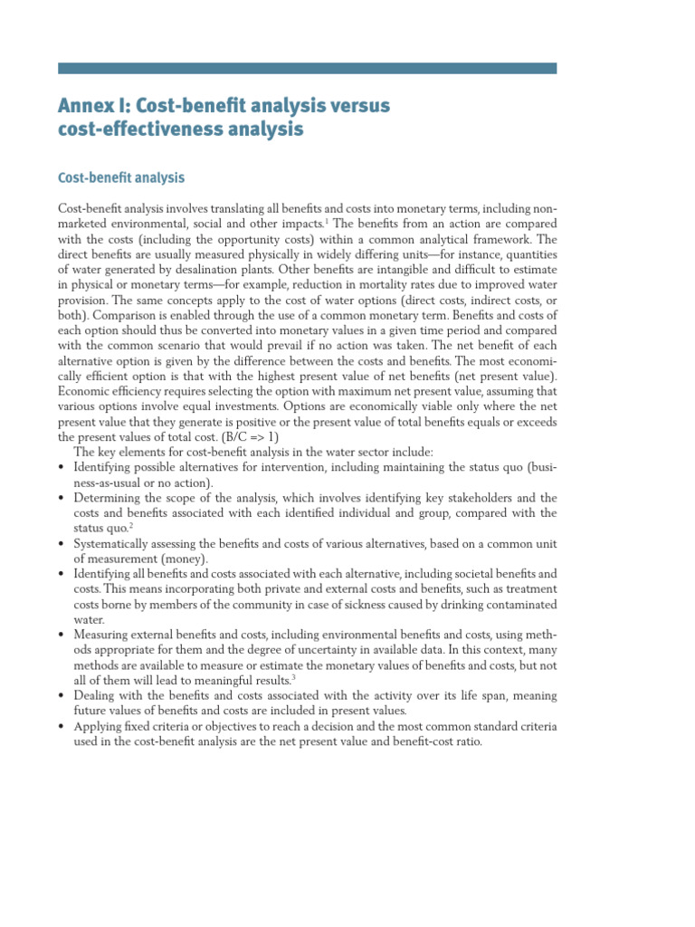 Economic Analysis for Water Projects | PDF | Cost–Benefit Analysis | Cost