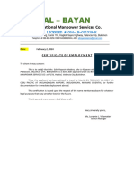 Certificate of Employment Gandulo