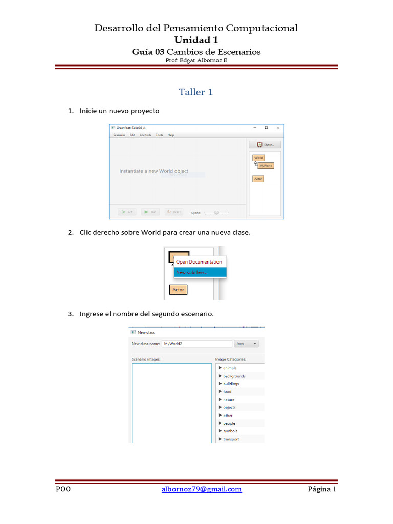 Cambios de Escenarios en Greenfoot | PDF