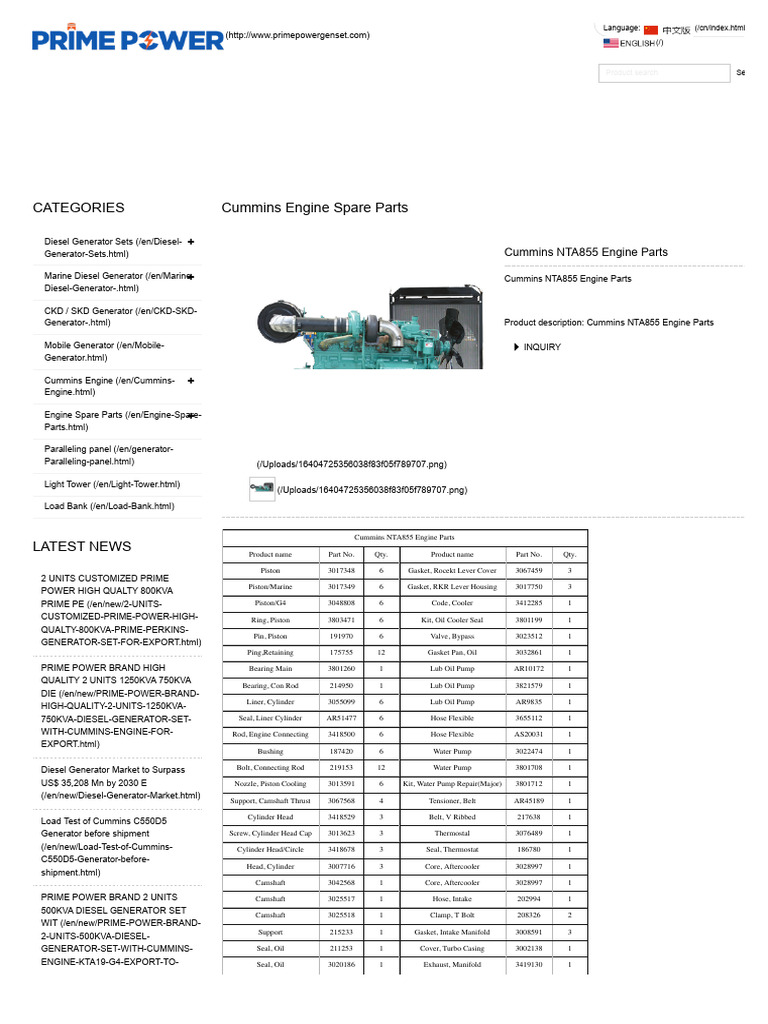 CUMMINS NTA855 PARTS CATALOG PDF FREE DOWNLOAD visual data 4