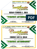 Certificate of Perfect Attendance - Ibea - Ijalo